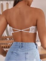 Women Cross Strap Bandeau Bra, Summer Solid Bra