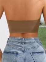 Women's Backless Solid Color Simple Seamless No-Wire Tube Top Bra One-Piece