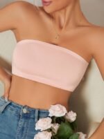 Women's Backless Solid Color Simple Seamless No-Wire Tube Top Bra One-Piece