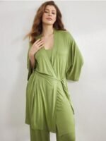 Leisure Super Soft Ribbed Robe Made Of -Friendly Blend Fabric, Providing Smoothness, Breathability And Can Be Worn With Any Basic Attire.