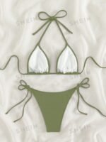 Summer Beach Halter Triangle Tie Side Bikini Set
