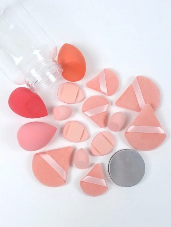 15pcs Makeup Sponges With Storage Case, 3pcs Makeup Egg Sponge & 3pcs Mini Makeup Egg Sponge & 3pcs Loose Powder Puff & 3pcs Mini Loose Powder Puff & 3pcs Mini Finger Air Cushion Puff. Mixed Beauty Sponge For Liquid, Cream And Powder, Multicolor Makeup Sponge, Latex-Free Dual-Use Foundation Cream, Air Cushion Powder Puff, Latex-Free Blending Sponge And Makeup Puff. Suitable For All Skin Types. Made From Ultra-Soft Velvet, Designed For Shaping, Eye And Corner Beauty Blender Foundation Mixing Container