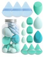 15pcs Makeup Sponges With Storage Case, 3pcs Makeup Egg Sponge & 3pcs Mini Makeup Egg Sponge & 3pcs Loose Powder Puff & 3pcs Mini Loose Powder Puff & 3pcs Mini Finger Air Cushion Puff. Mixed Beauty Sponge For Liquid, Cream And Powder, Multicolor Makeup Sponge, Latex-Free Dual-Use Foundation Cream, Air Cushion Powder Puff, Latex-Free Blending Sponge And Makeup Puff. Suitable For All Skin Types. Made From Ultra-Soft Velvet, Designed For Shaping, Eye And Corner Beauty Blender Foundation Mixing Container