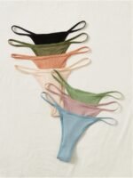 7packs Ribbed Knit Sexy Thongs